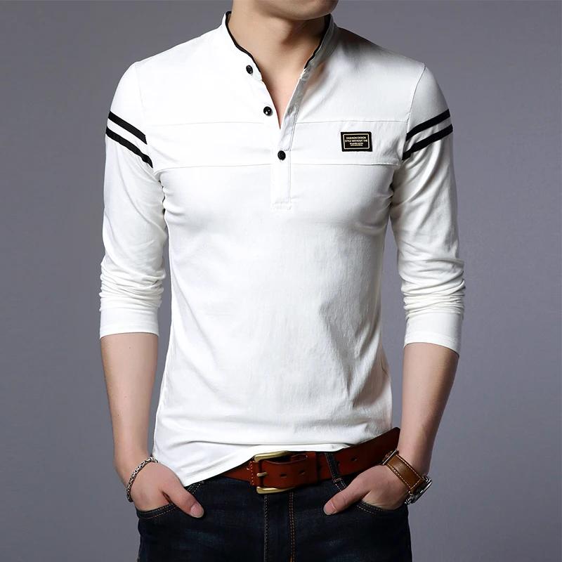 T-shirt POLO à manches longues pour hommes, décontracté, en coton, respirant, col montant, chemise c