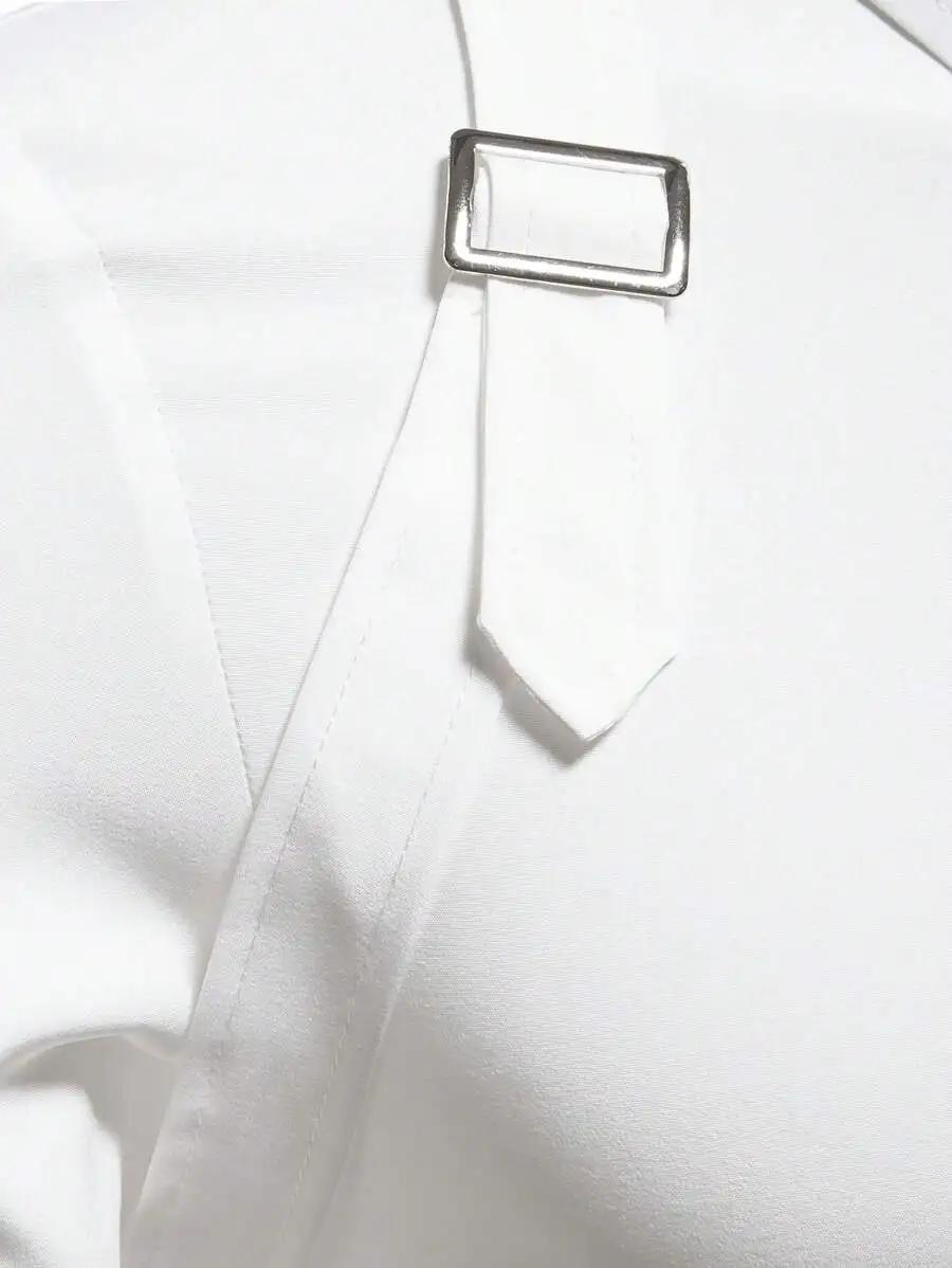 Chemise à manches longues boutonnée pour homme, couleur blanche unie, style décontracté et professio