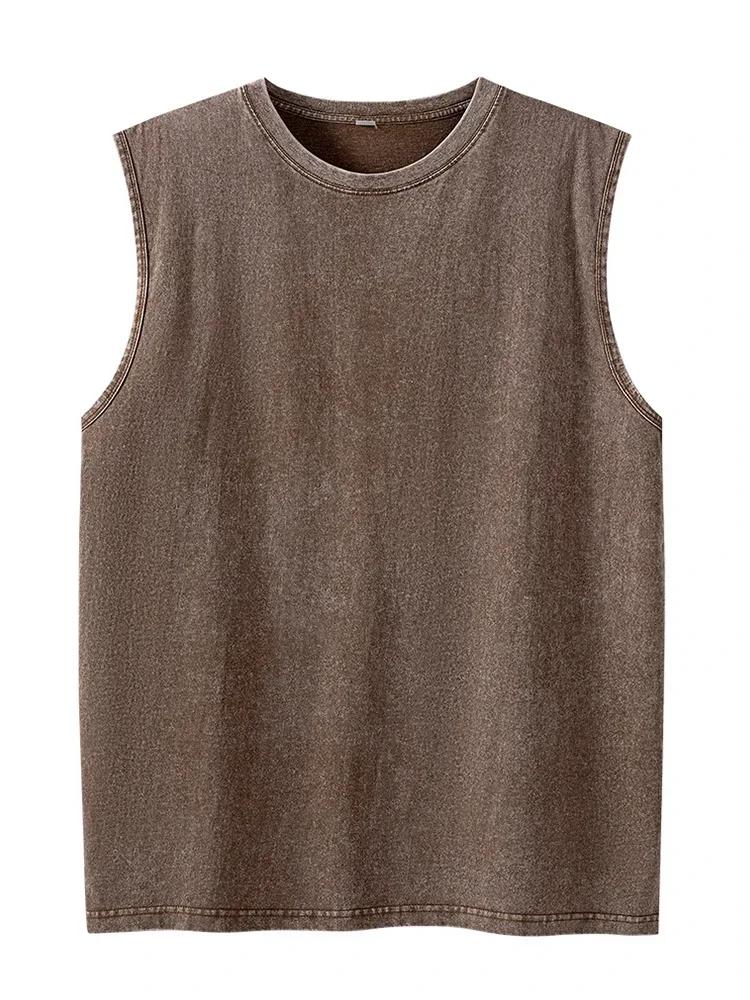 2025 été nouveau coton hommes lavé coton débardeurs Muscle Gym sans manches entraînement t-shirts co