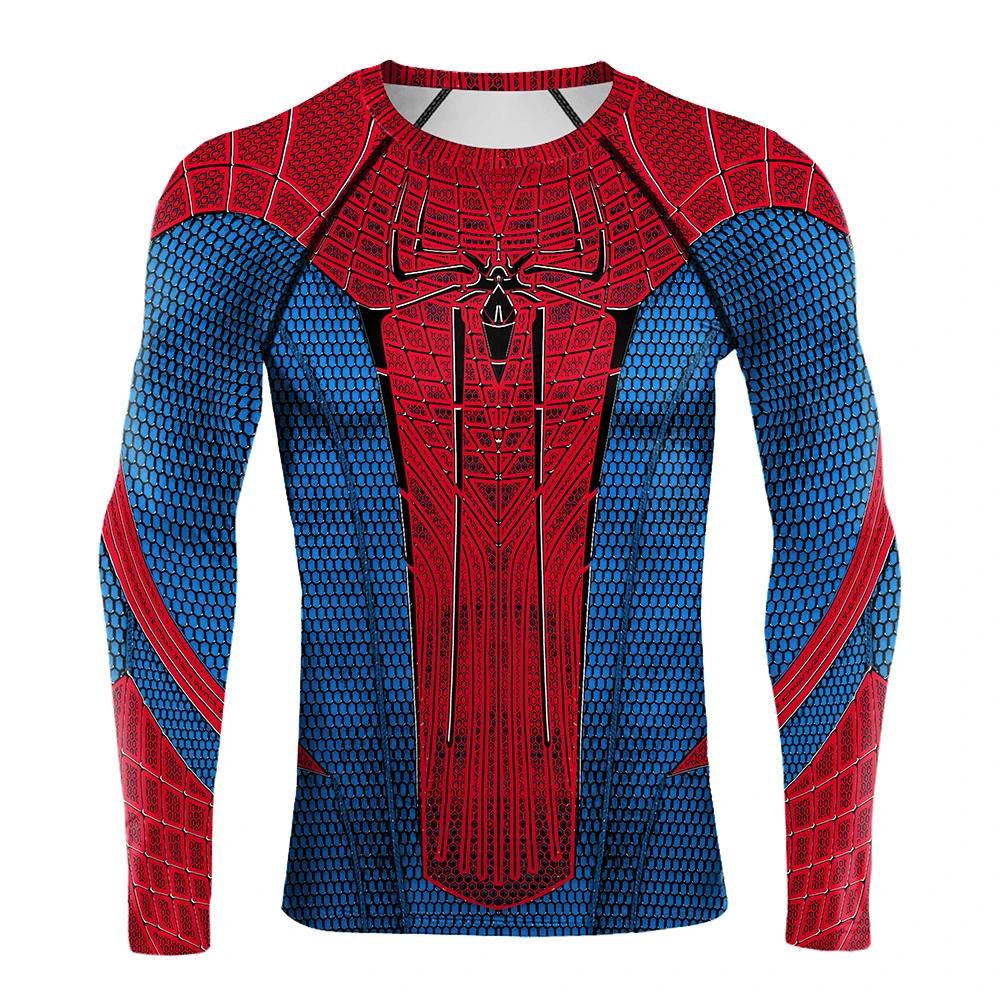 Costume Spider imprimé chemises de Compression pour hommes super-héros Cosplay Gym Fitness vêtements