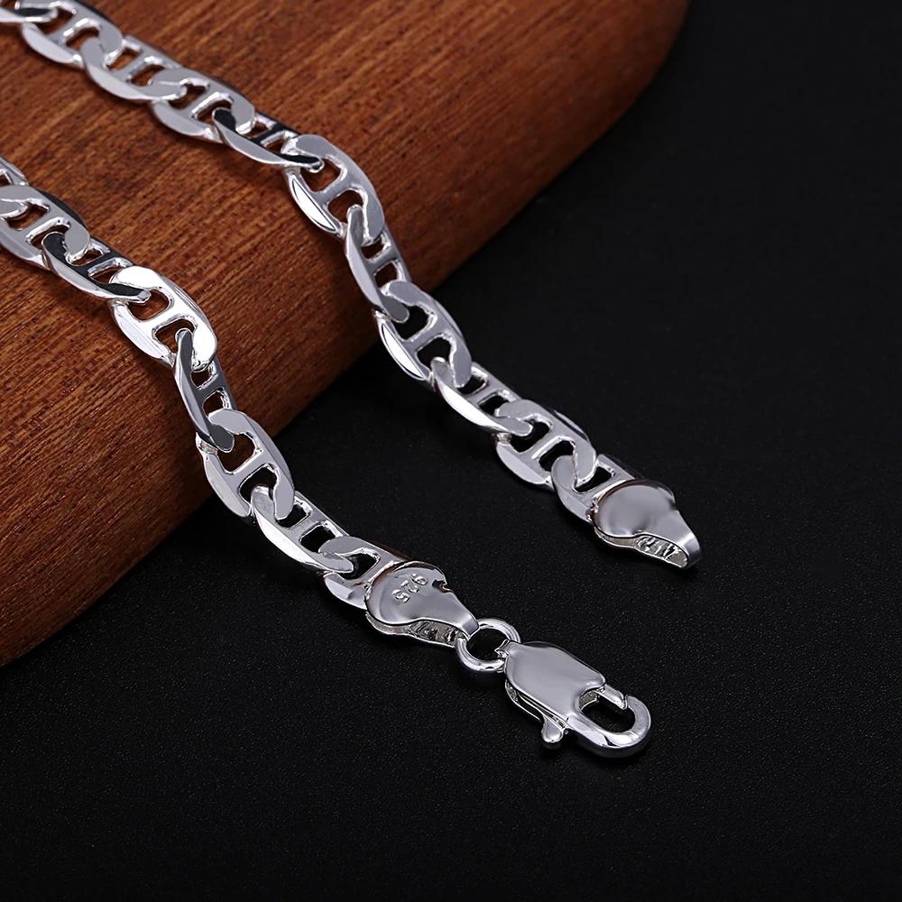 Produits à la mode 925 en argent Sterling classique 6MM chaîne collier Bracelet ensemble de bijoux p