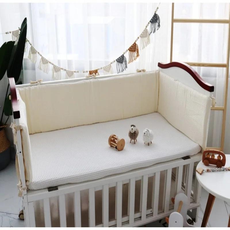 Ensemble de pare-chocs de berceau de bébé lavable en coton gaufré une pièce pour les nouveau-nés pou