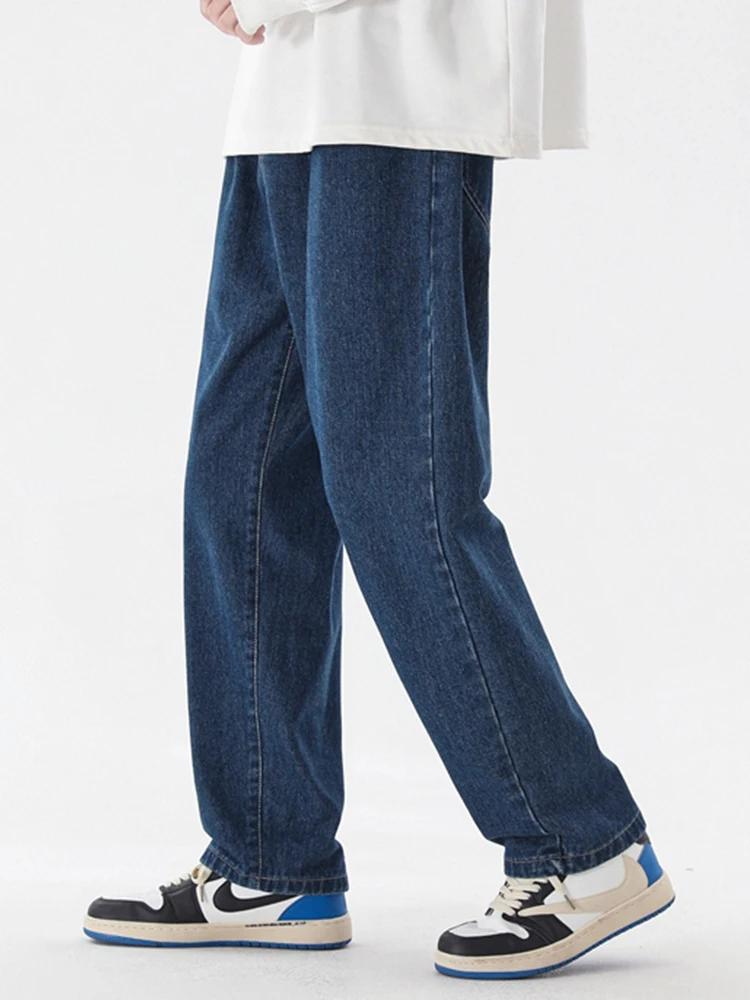 Jean décontracté pour hommes, longueur cheville, classique, droit, Denim, jambes larges, bleu clair,