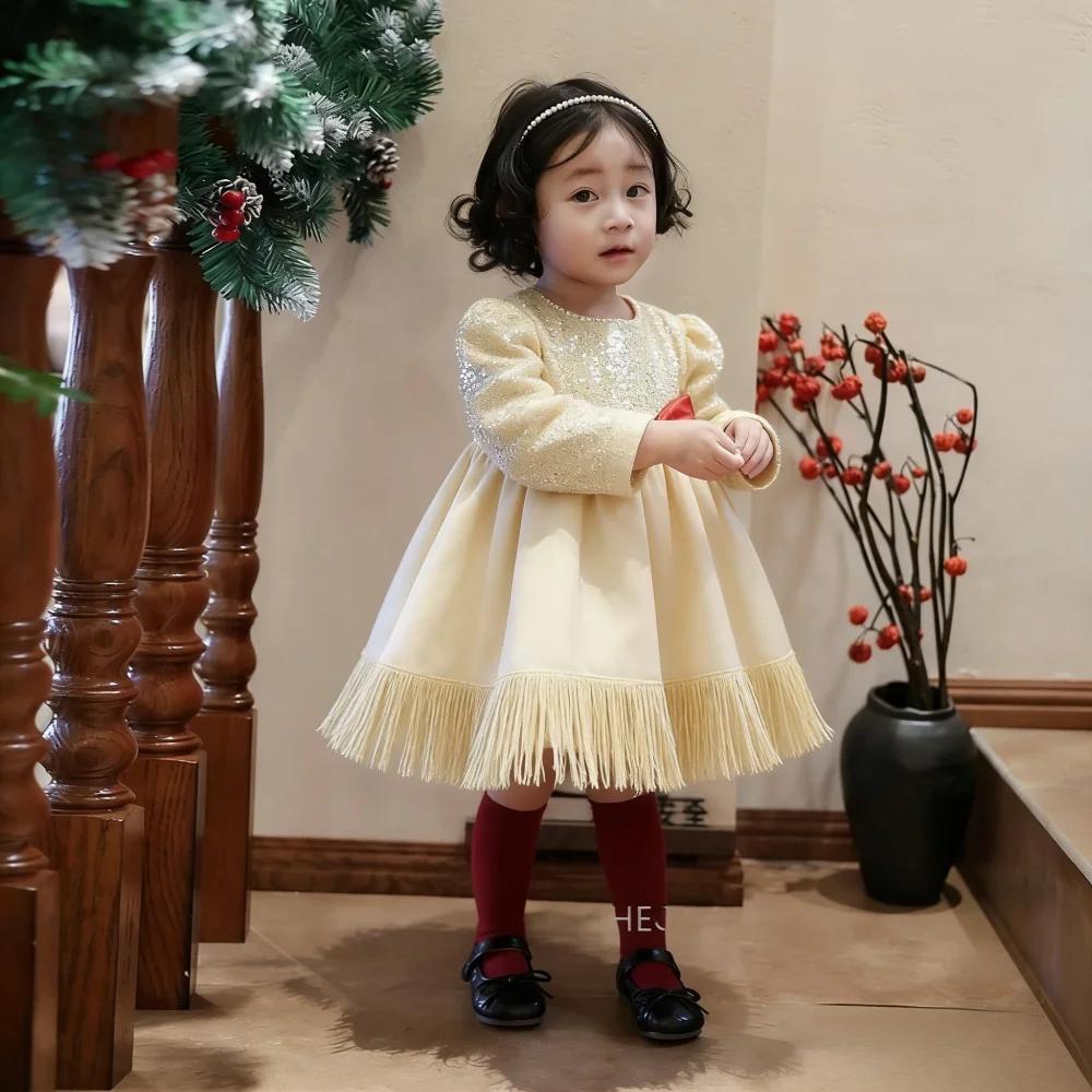 Robe de princesse rouge pour filles, tenue de cérémonie pour célébrations annuelles, robe de spectac