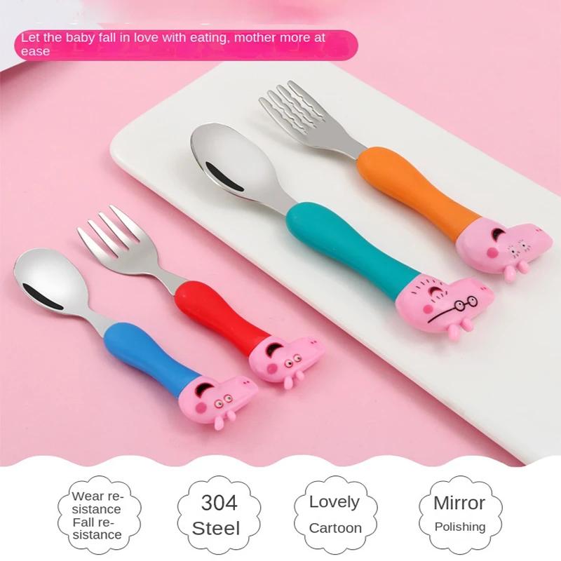 Peppa Pig vaisselle fourchette cuillère Action poupée jouet George Pig papa maman dessin animé modèl