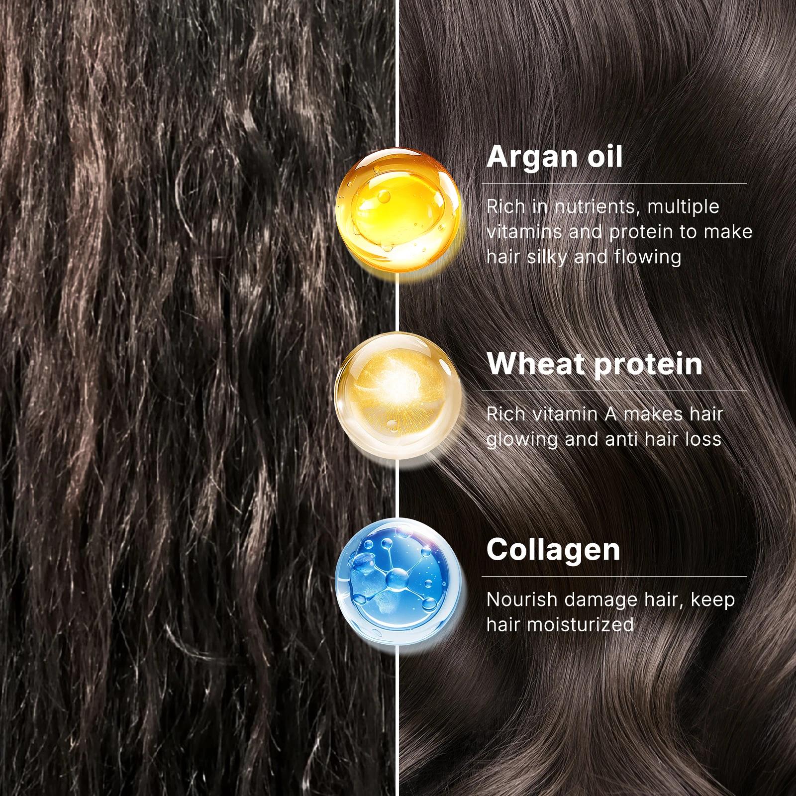 Karseell-Traitement capillaire au collagène, masque réparateur en profondeur, 500ml + sérum à l'huil