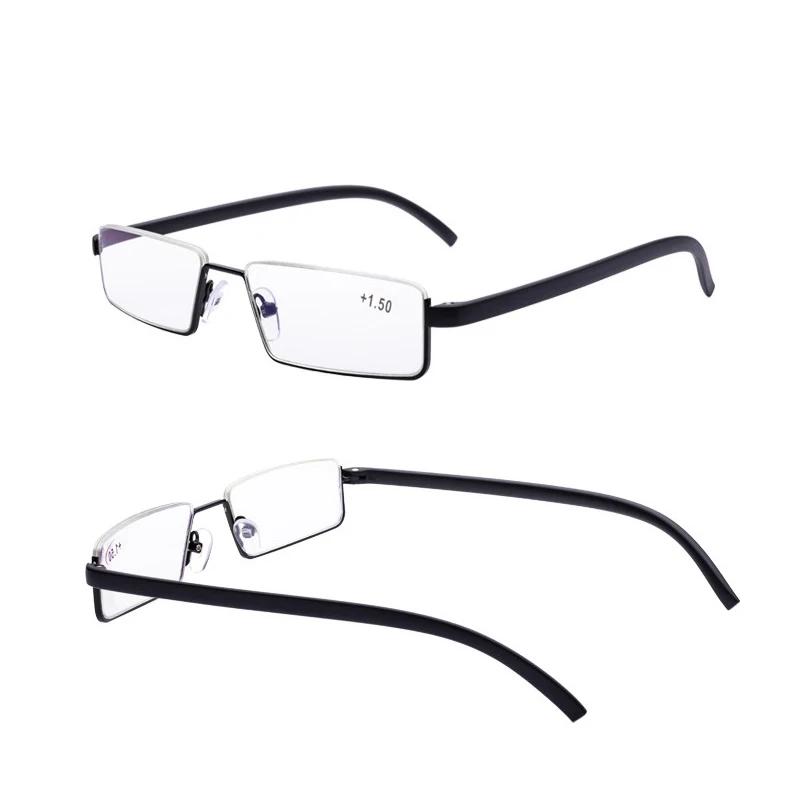 Lunettes de Lecture Anti-Lumière Bleue en Métal, Demi-Monture, pour Homme