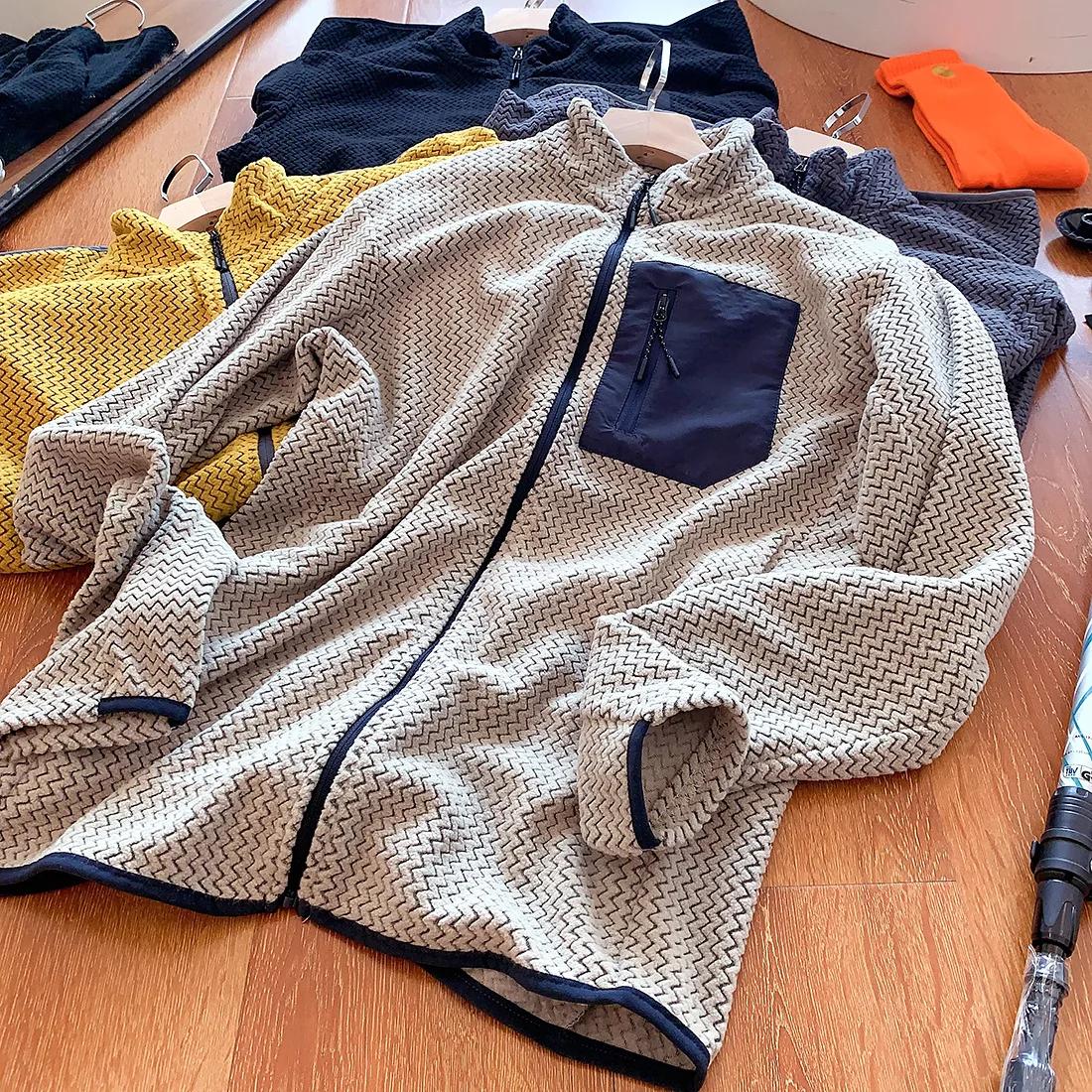 Veste polaire décontractée à col montant pour hommes, pêche, escalade, voyage, sport, escalade, chas