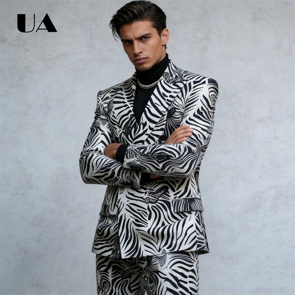Costume deux pièces imprimé zèbre, costume formel 2 pièces pour hommes pour bal de promo, Costume de