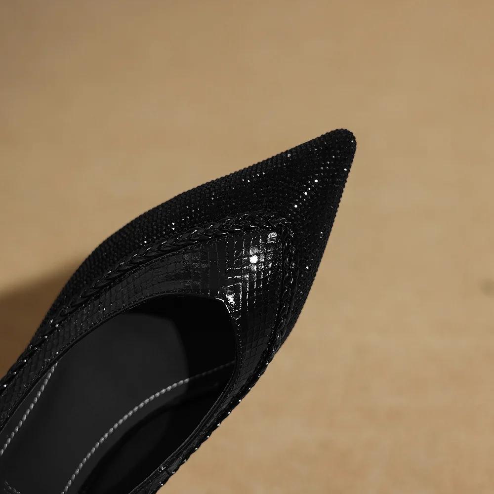 【JOCHEBED HU】 femmes en cuir véritable patchwork bout pointu chaussures plates à enfiler dames éléga