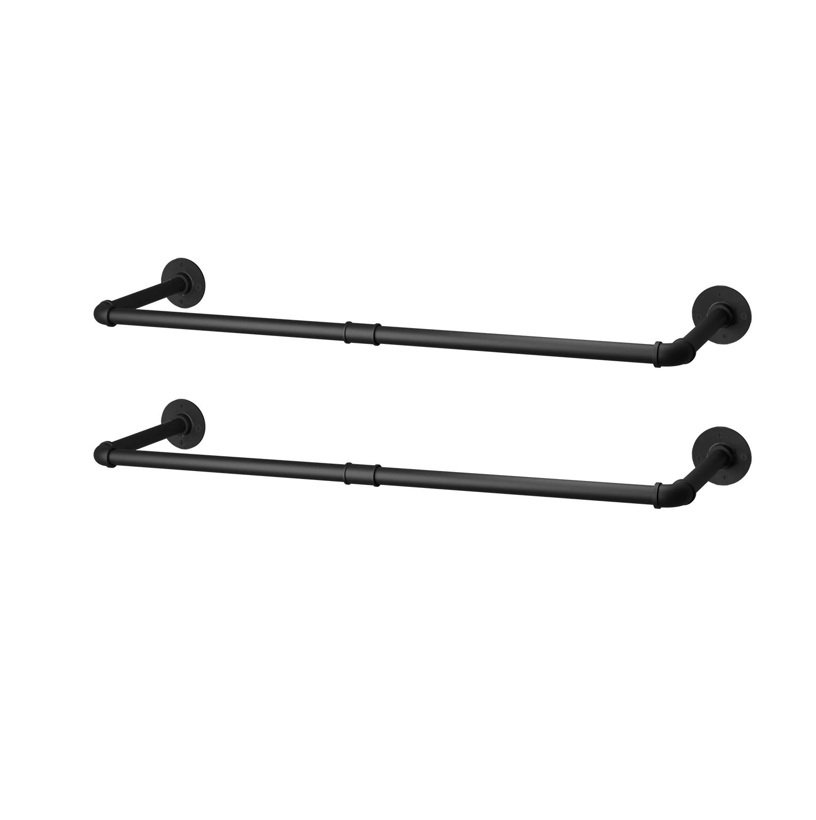 Lot de 2 supports muraux pour tuyaux industriels, porte-vêtements, organisateur de placard en fer, t