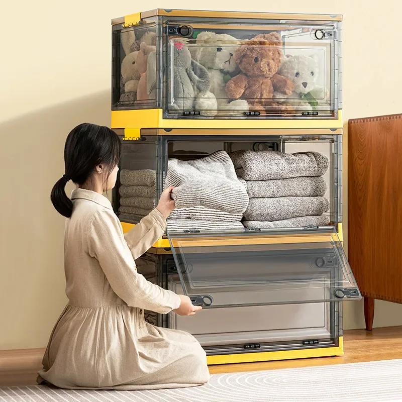 Coffre de rangement pliable, boîte de rangement ouverte, boîte de rangement transparente, organisate