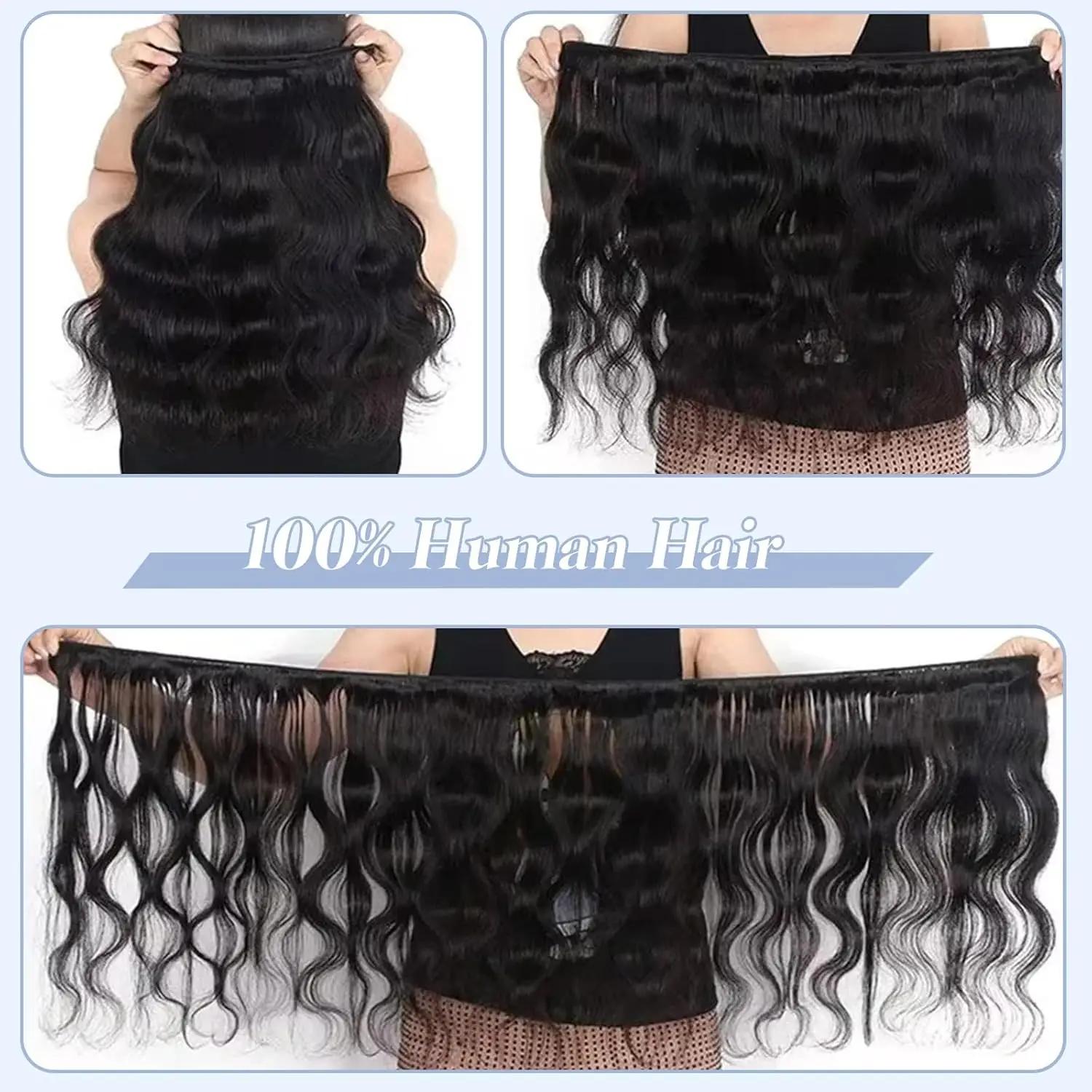Extensions de Cheveux Humains Ondulés 12A, 40 Pouces, Cheveux Brésiliens Vierges Non Traités, 3 ou 4