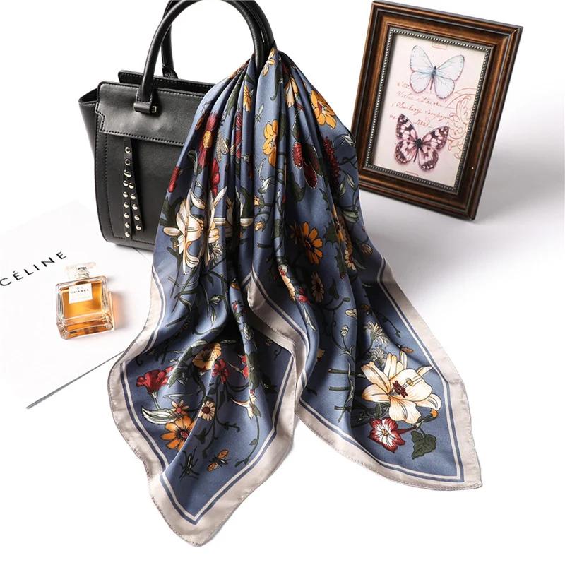 Foulards de luxe imprimés pour femmes, foulard en soie, décorations florales, petites cravates, band