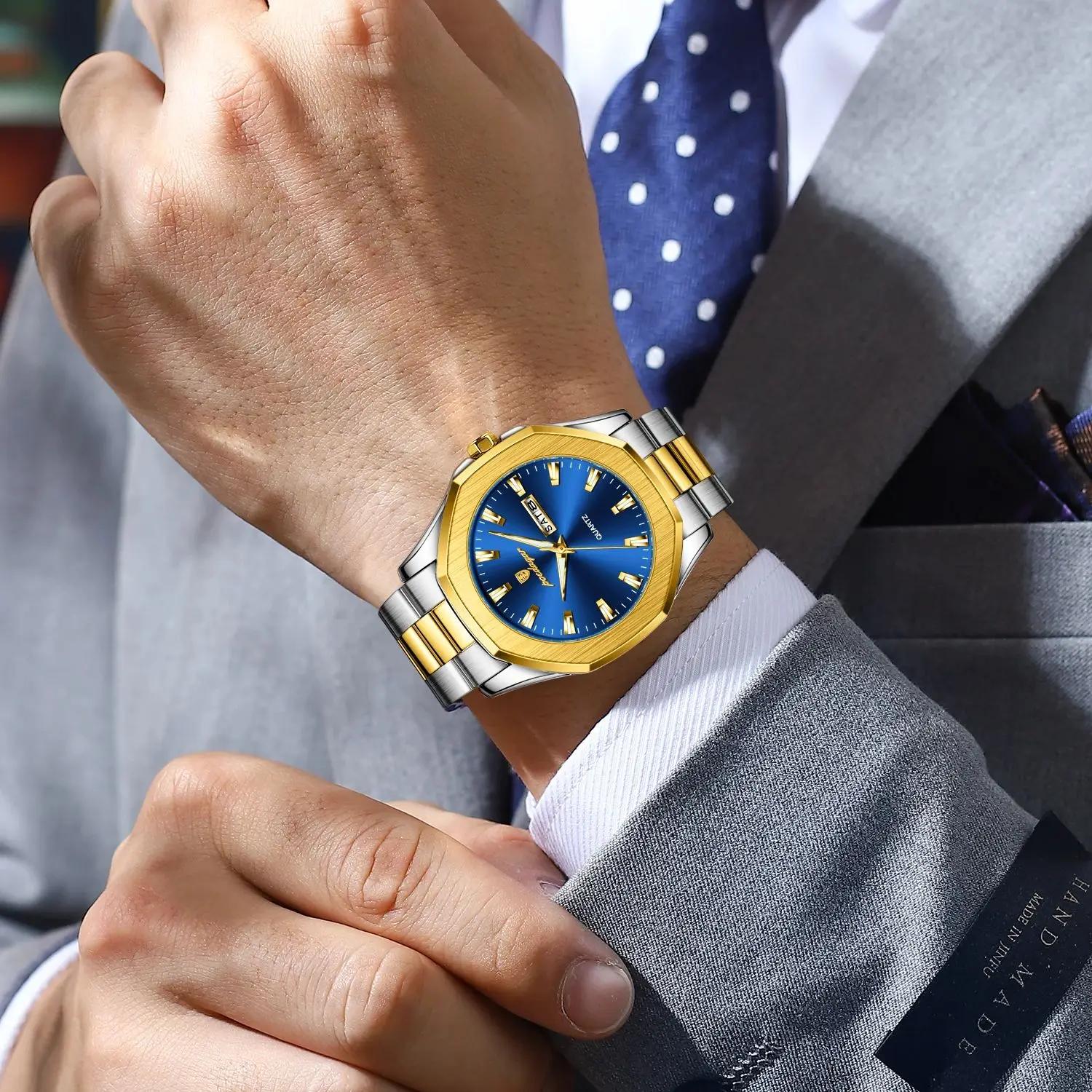 POEDAGAR-Montre-bracelet de luxe en acier inoxydable pour homme, étanche, Shoous, semaine, date, mod