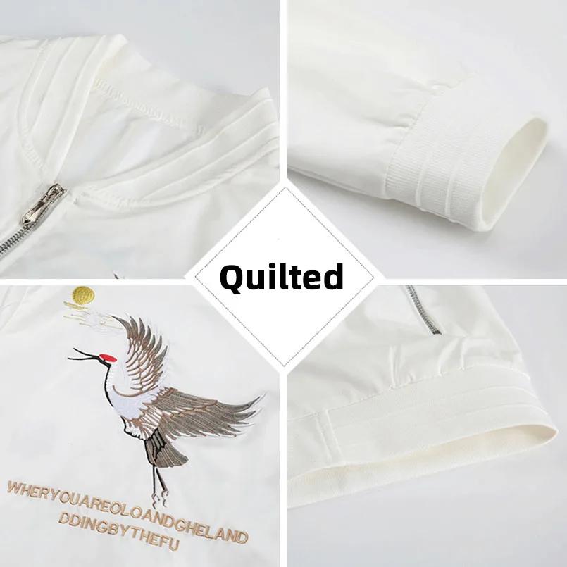 Veste Sukajan brodée Crane pour hommes 2026, Blouson Bomber Harajuku à manches longues, Manteau univ