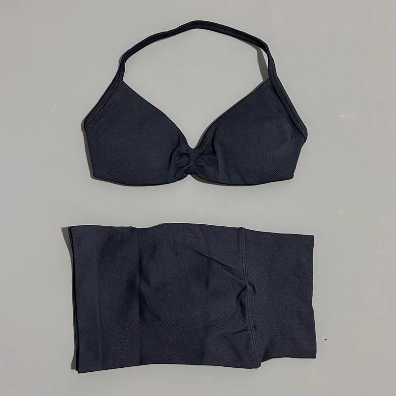 HISTELLO ensemble de gymnastique 2 pièces femmes à bretelles soutien-gorge de Yoga haut d'entraîneme
