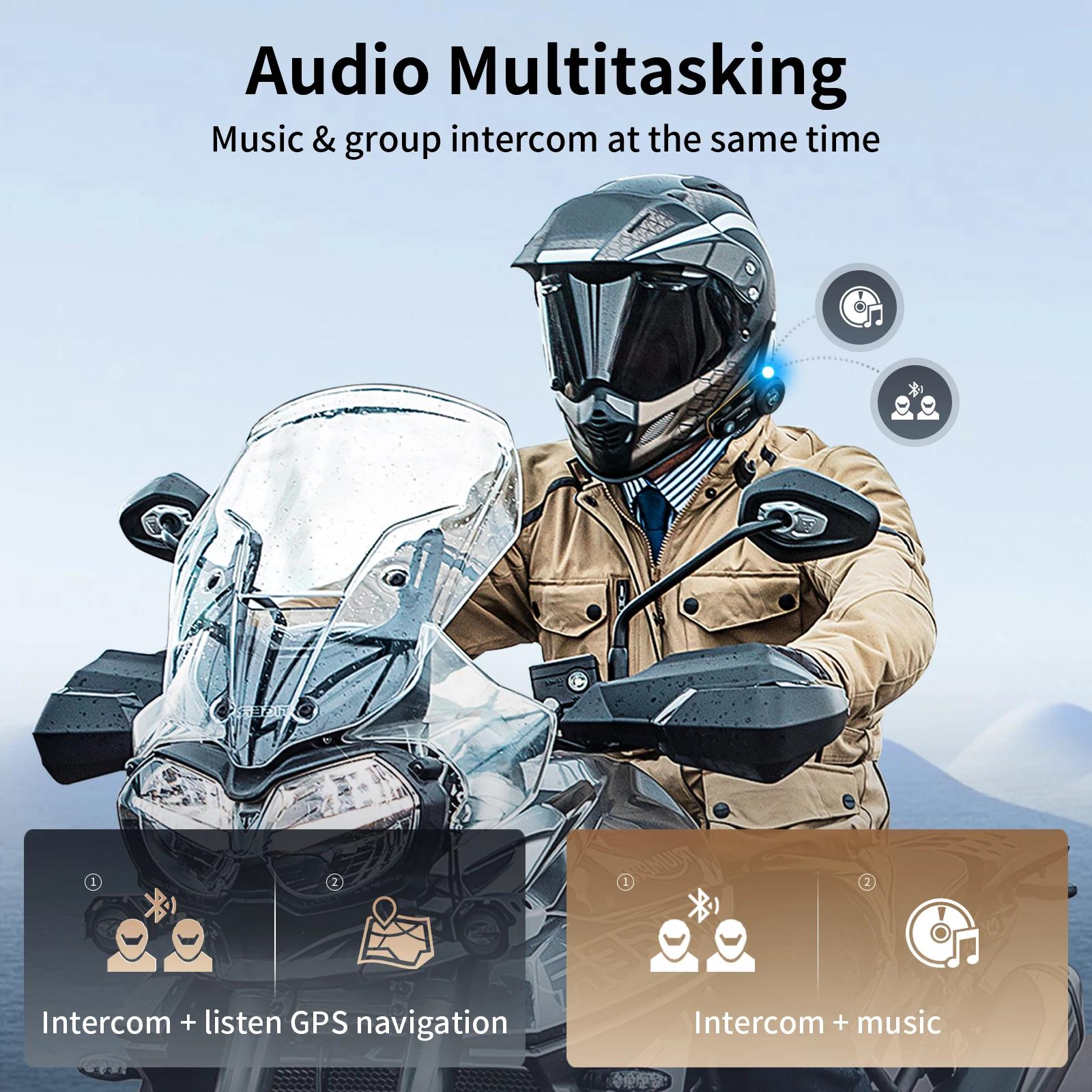 Fodsports-Oreillette Bluetooth FX8 Pro pour moto, appareil de communication pour casque, intercom po