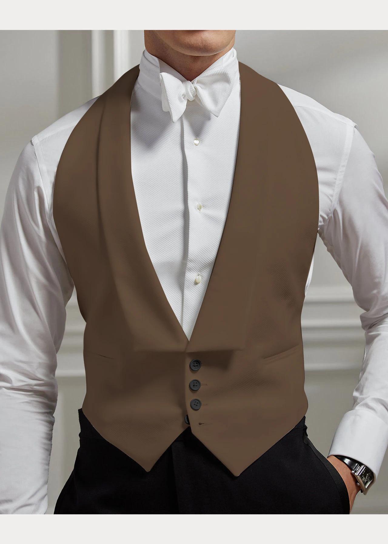 Gilet homme revers de mariage simple boutonnage deux poches coupe ajustée veste sans manches homme g