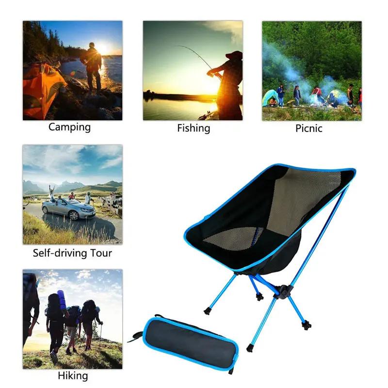 Chaise de camping ultralégère, chaise pliante d'extérieur super résistante à haute charge, siège por