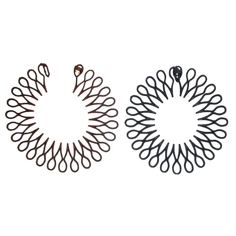 Femmes en plastique cercle complet extensible diamant Flexible peigne dents bandeau bandeau cheveux 