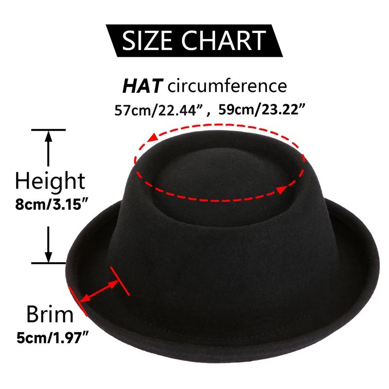 Chapeau Fedora 100% laine pour tarte de porc, pour femmes et hommes, automne et hiver, chapeau de po