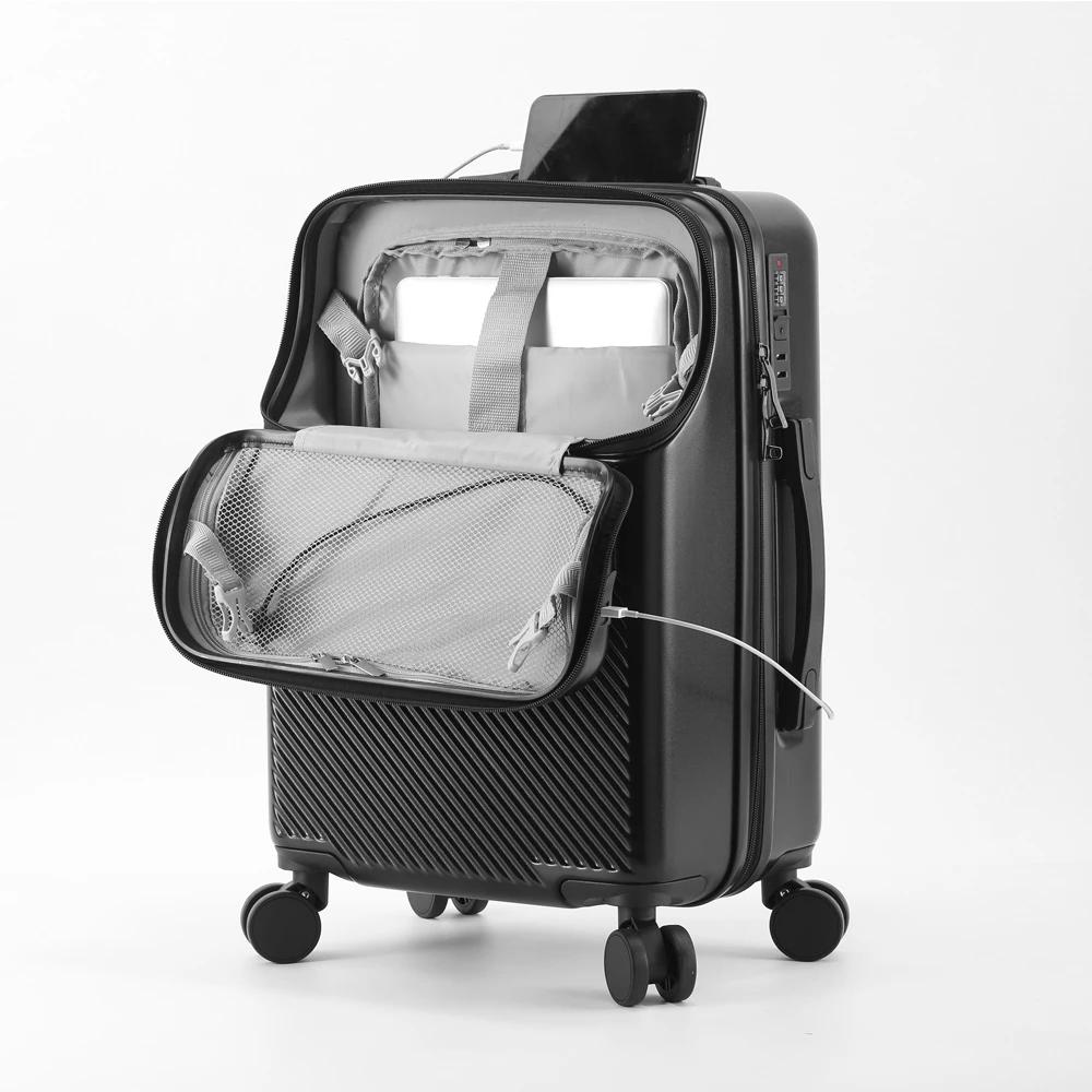 Valise bagages valise d'affaires élégante avec porte-gobelet compacte 20 pouces légère bagage à main