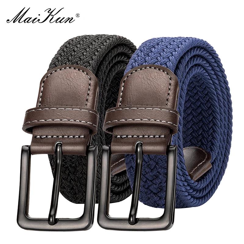 MaiKun 2 pièces toile hommes ceintures mode élastique métal boucle ardillon militaire tactique surél