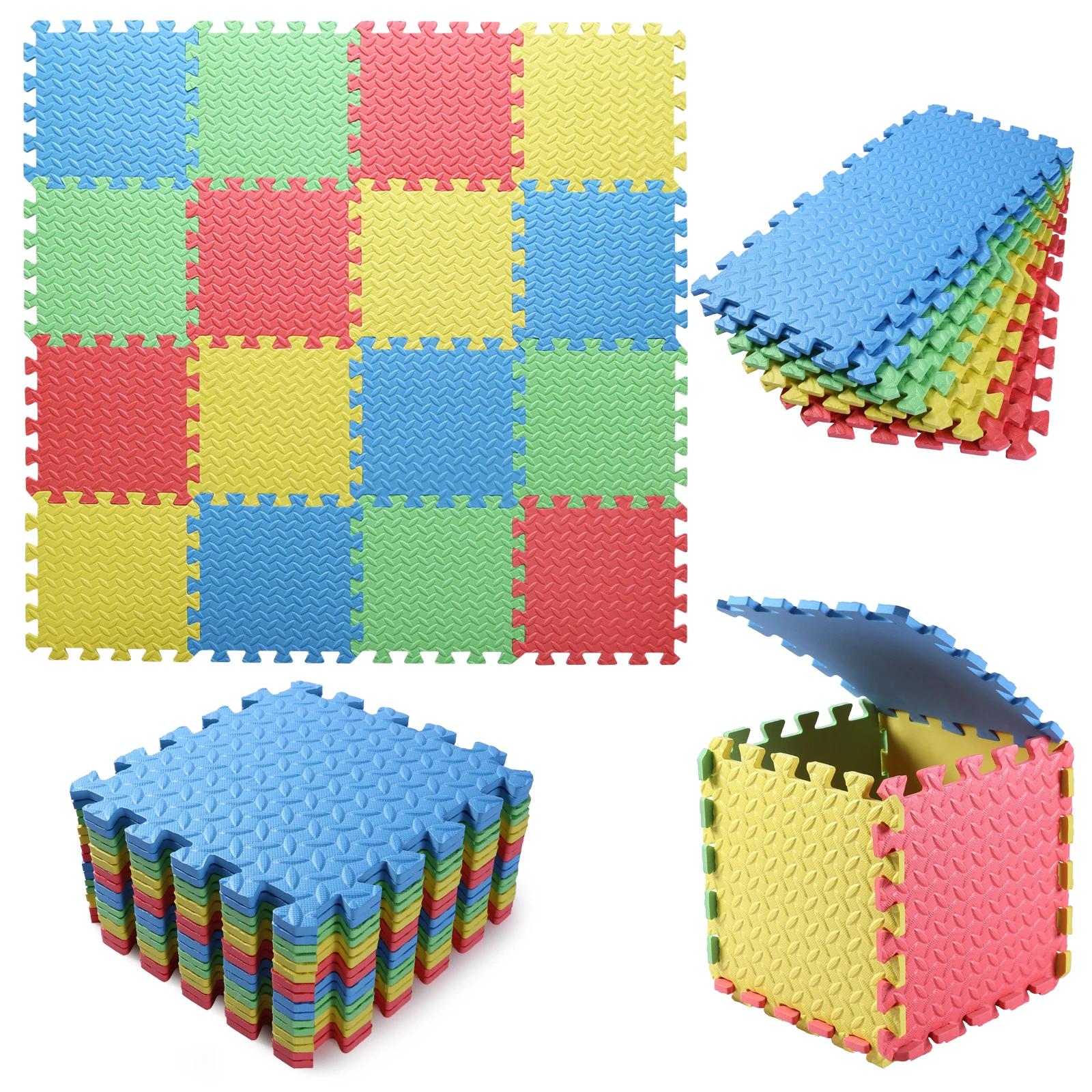 Puzzle polymère optique carré pour bébé - 16 pièces 30x30cm OligFoam - Activités chambre enfant couleurs