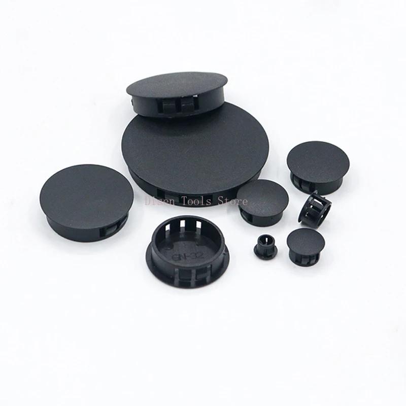 Bouchon de trou en plastique noir, diamètre 5-50mm, panneau à pression rond, bouchons de trou de ver