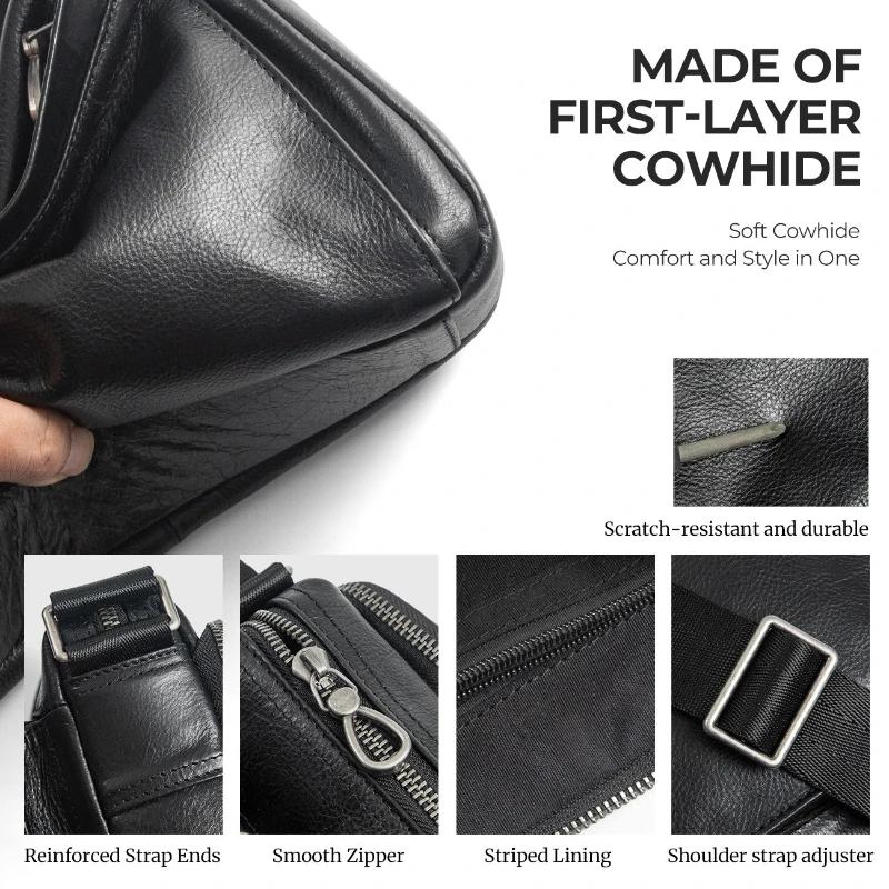 Sac à bandoulière unisexe décontracté en cuir véritable, tendance de la mode, sac messager original 