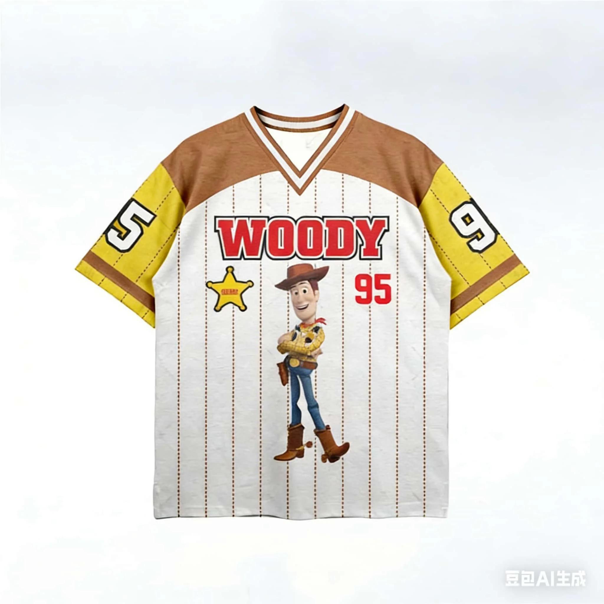 Toy Story Ice Hocky Player Jersey Buzz Lightyear T-shirts pour hommes et femmes, coupe ample, manche