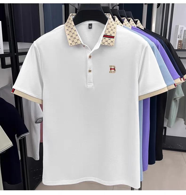 Marque de luxe B lettre en relief polo à manches courtes hommes été léger respirant nouvelle mode co