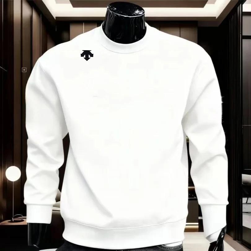 Chemise de sport à manches longues et col rond pour homme, en pur coton, chemise de sport décontract