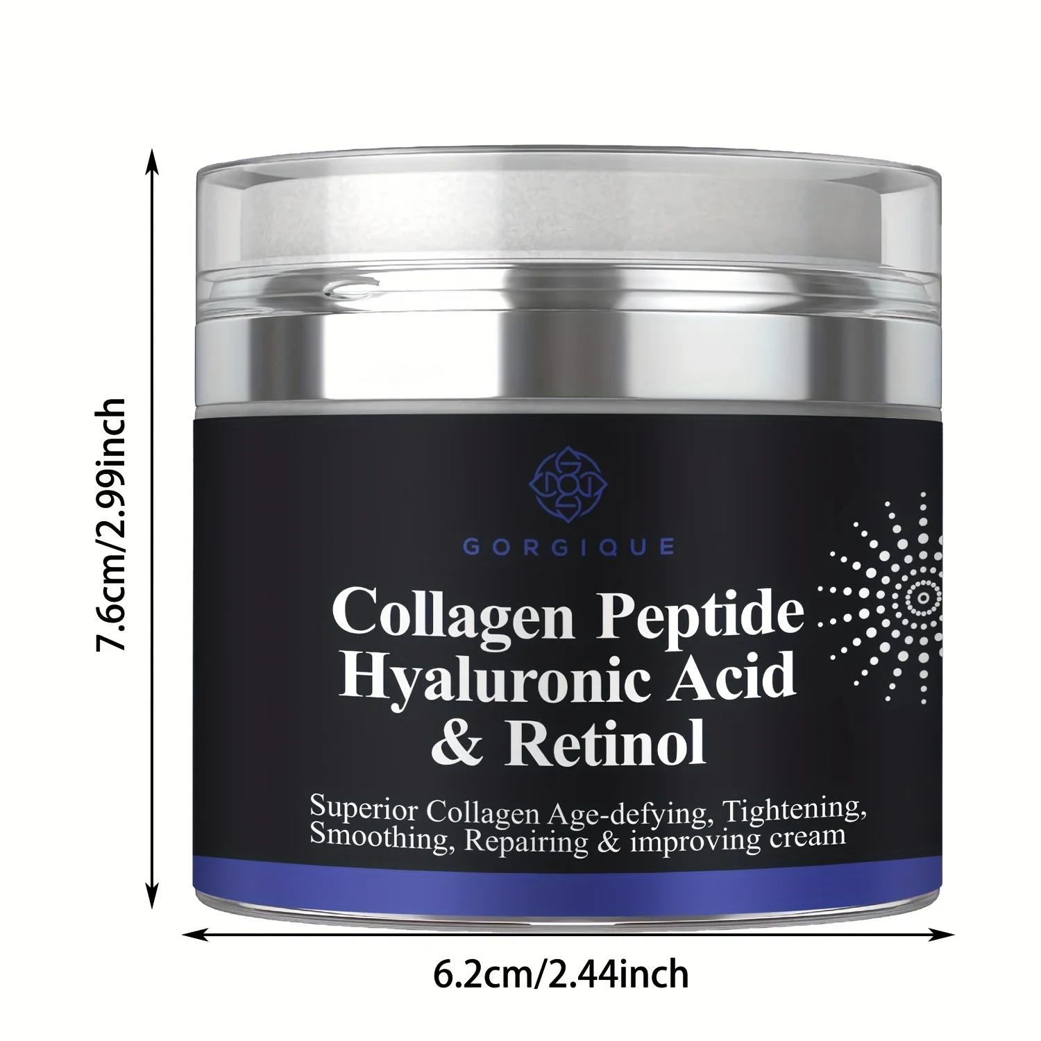 Crème peptidique au collagène, Anti-rides, acide hyaluronique et rétinol, raffermissante et raffermi