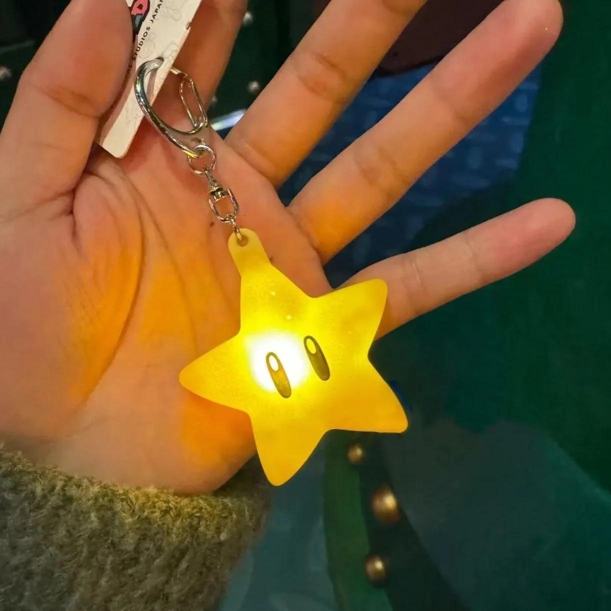 Porte-clés lumineux étoile de dessin animé, mignon, en acrylique, lampe étoile, accessoires de sac p