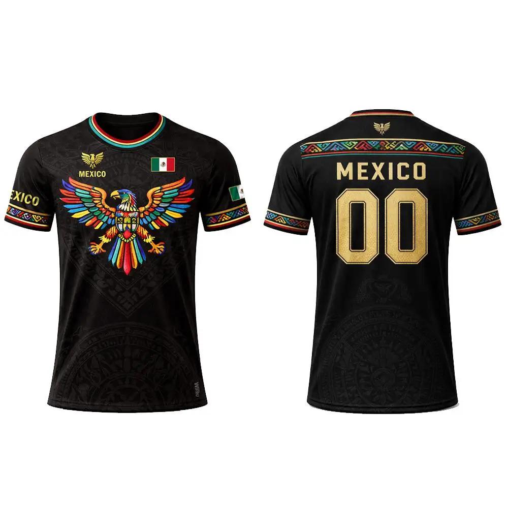 T-shirt imprimé drapeau du Mexique, maillot de football respirant et à séchage rapide pour l'été, ma