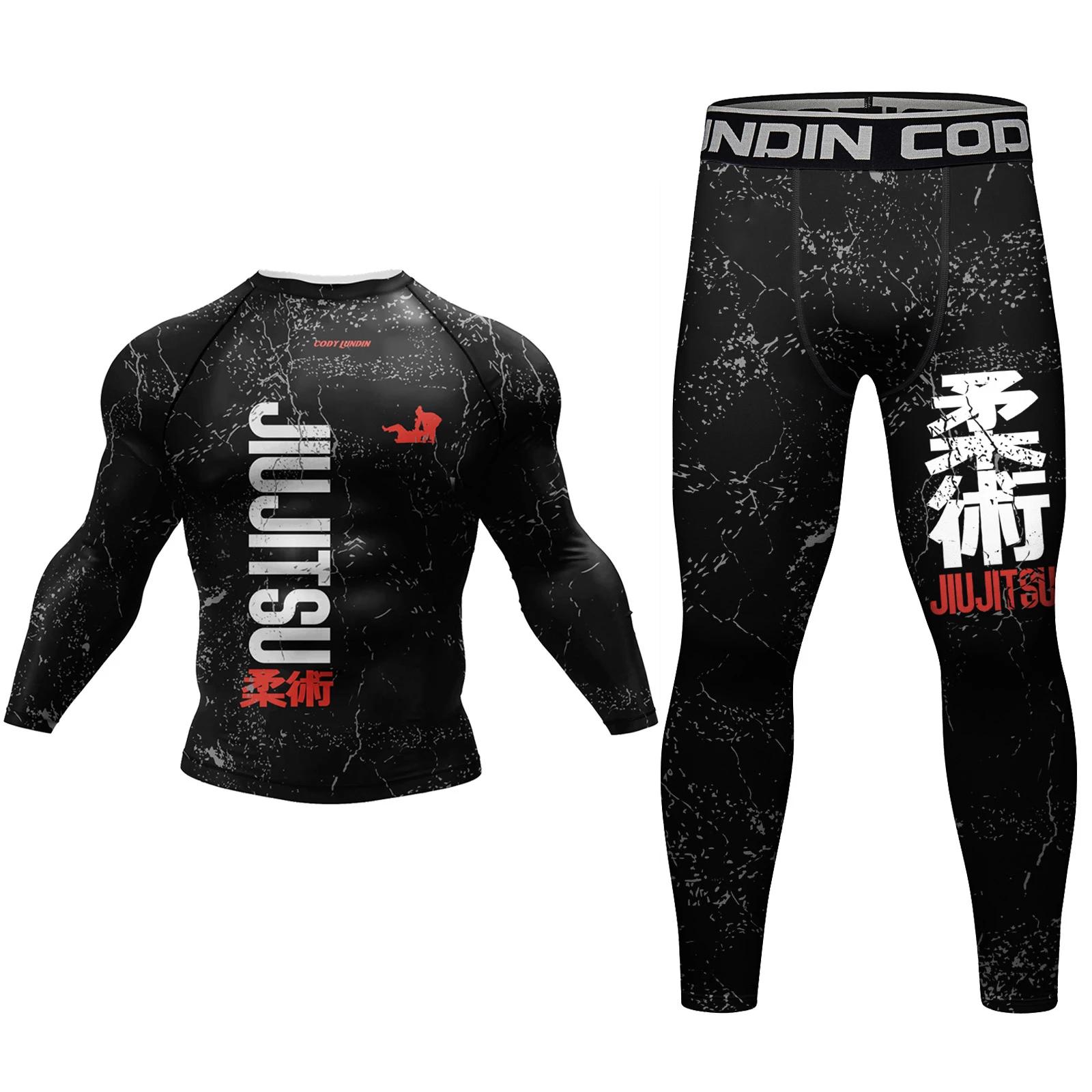 MMA Compression vêtements de Fitness hommes Jiu Jitsu Rashguard Sportsuit Muay Thai MMA Shorts anti-