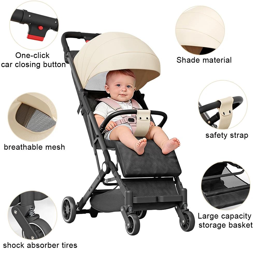 Poussette pliable légère - 6 mois à 4 ans - 360 °   Roues pivotantes - Ultralégères - Dossier réglab