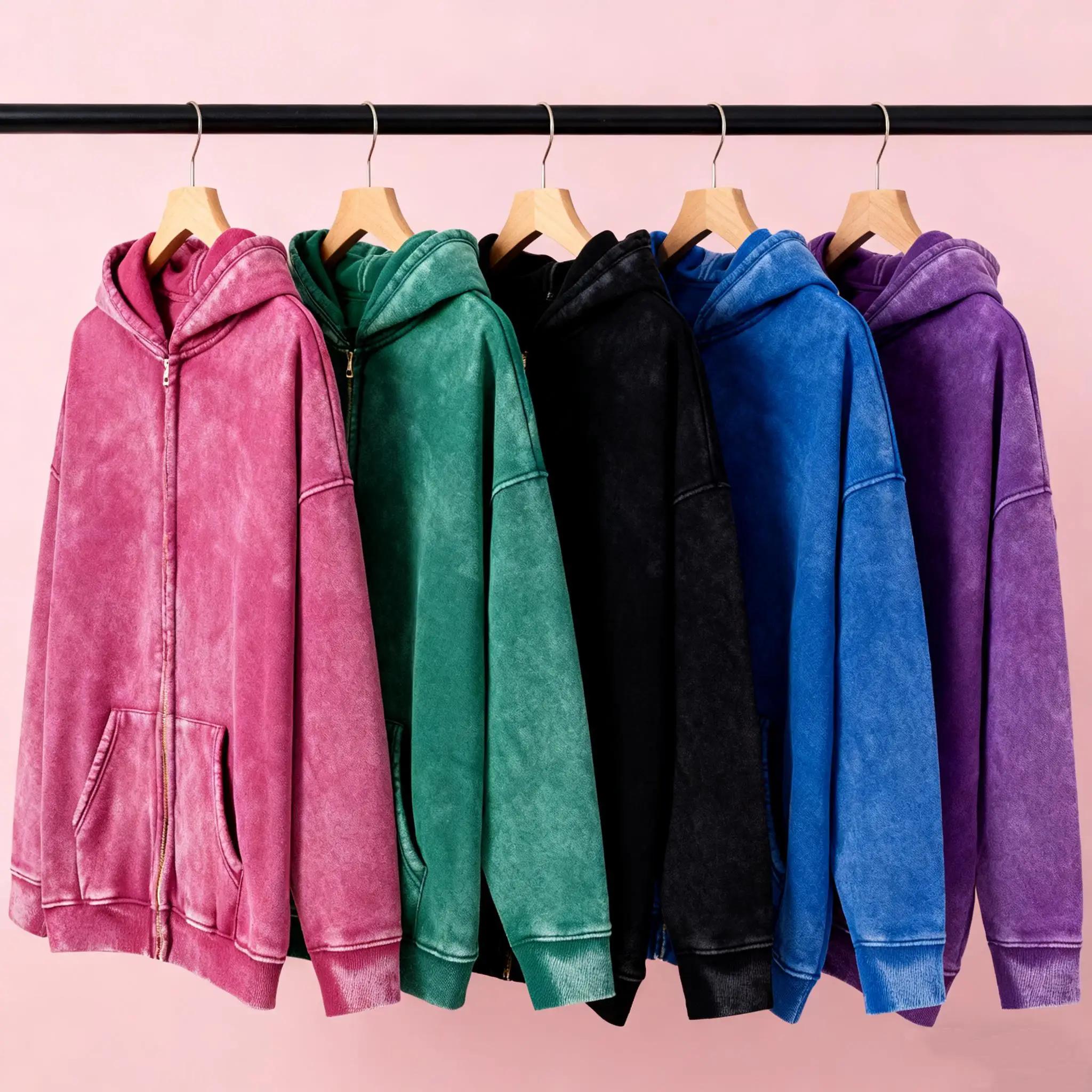 Sweat à capuche délavé pour femmes, couleur unie, 100% coton, Sport décontracté, fermeture éclair, Y