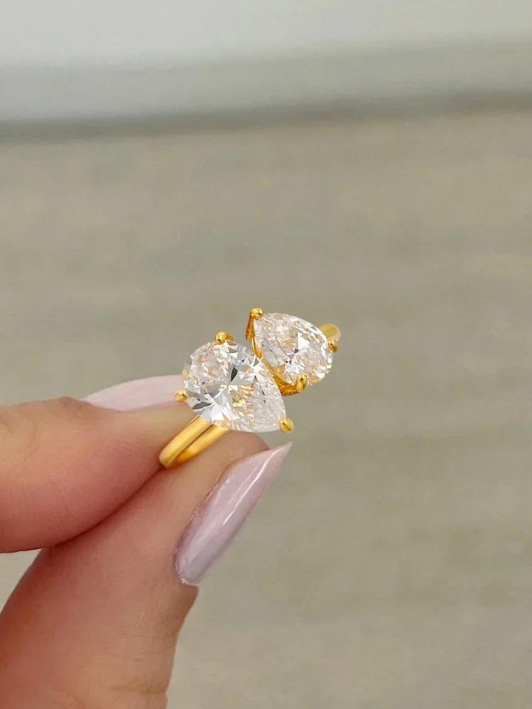 Bagues en argent Sterling 925 pour femmes, goutte d'eau scintillante, entrelacées, éblouissantes, po