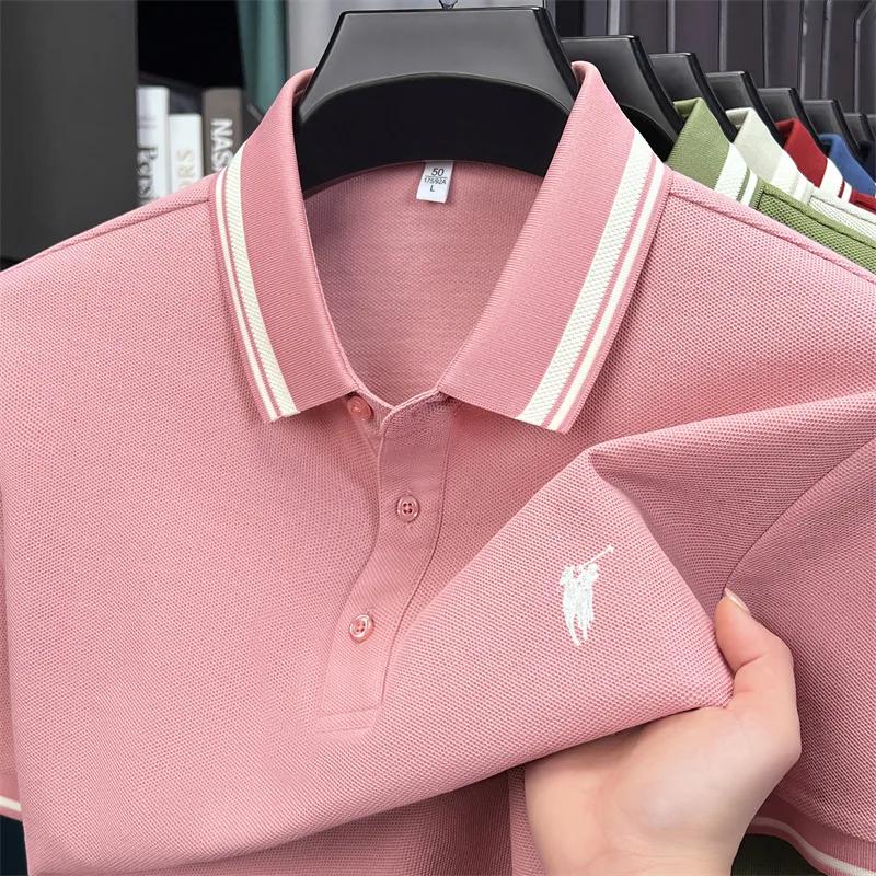 Polo à manches courtes 100% coton marque haut de gamme Paul Pony broderie rayures Été luxe respirant