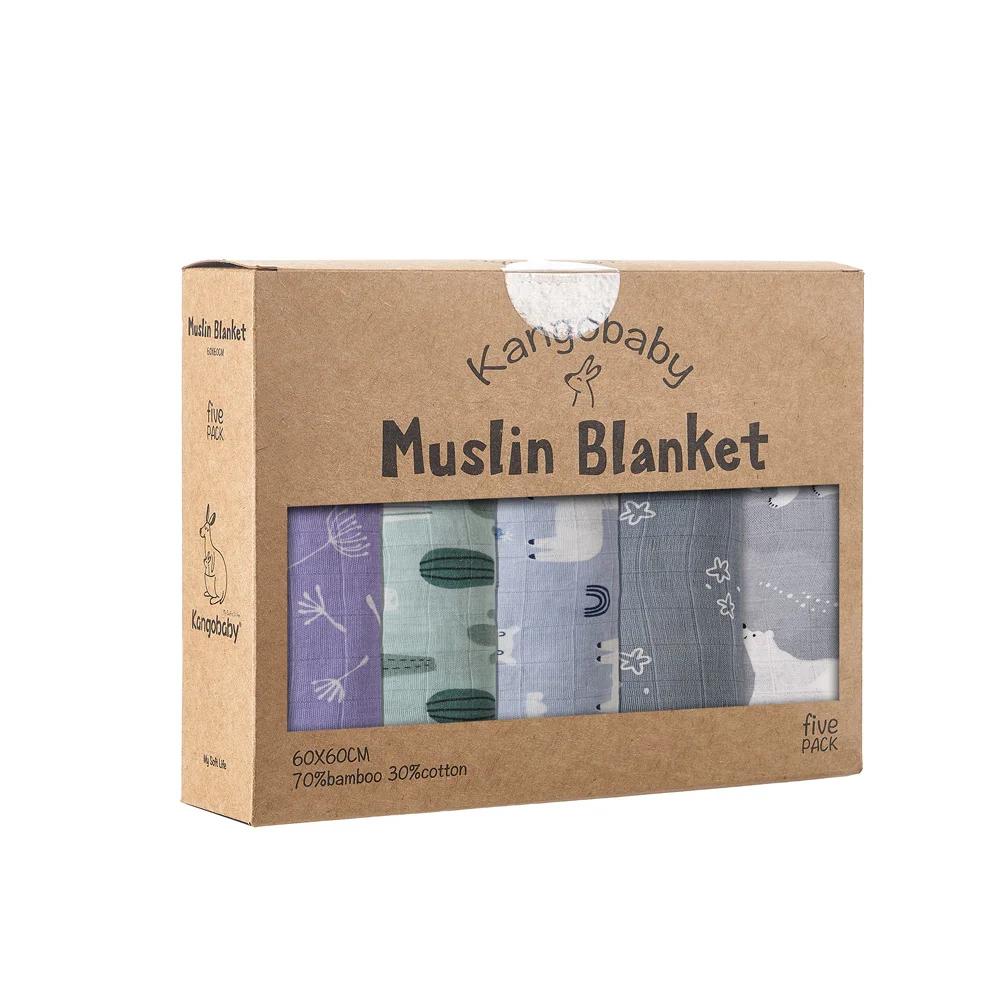 Pack 5 pièces bavoir bébé bambou coton mousseline - Tissu antibactérien rot nouveau-né doux