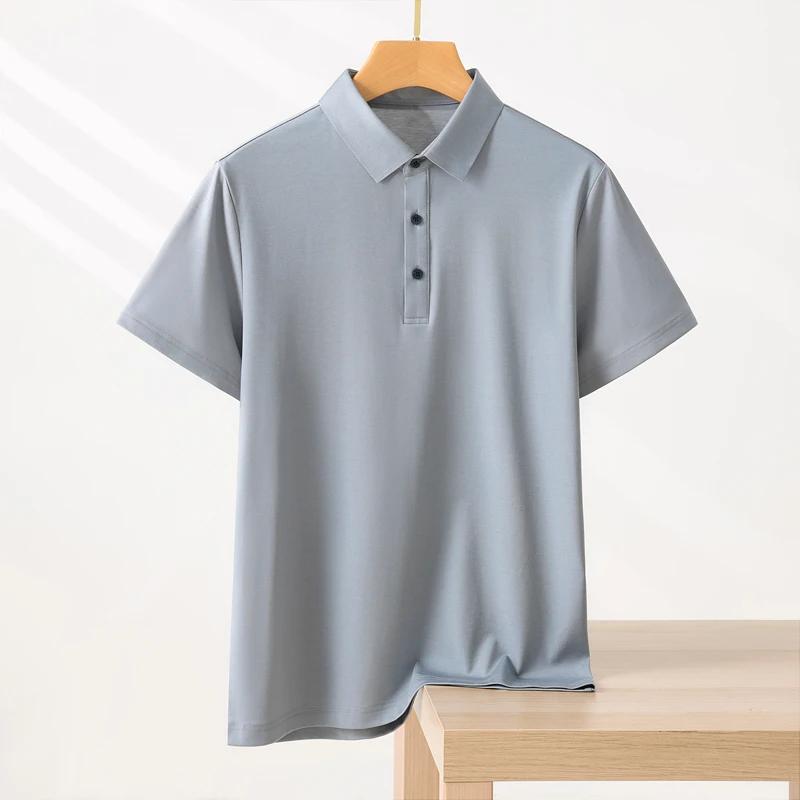 T-shirt Polo Homme Couleur Unie Manches Courtes Été Décontracté Ample Tendance Laisel Modal Tricoté 