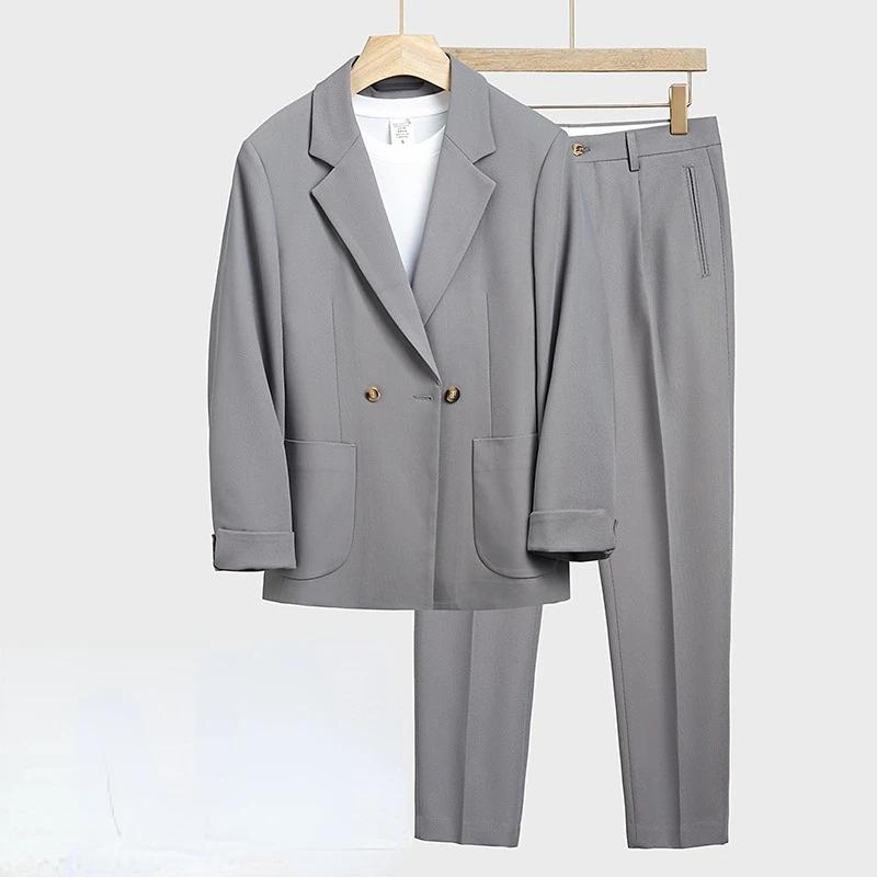"ensemble de costume de Style coréen pour hommes, coupe ample, Blazer et pantalon décontractés, coup