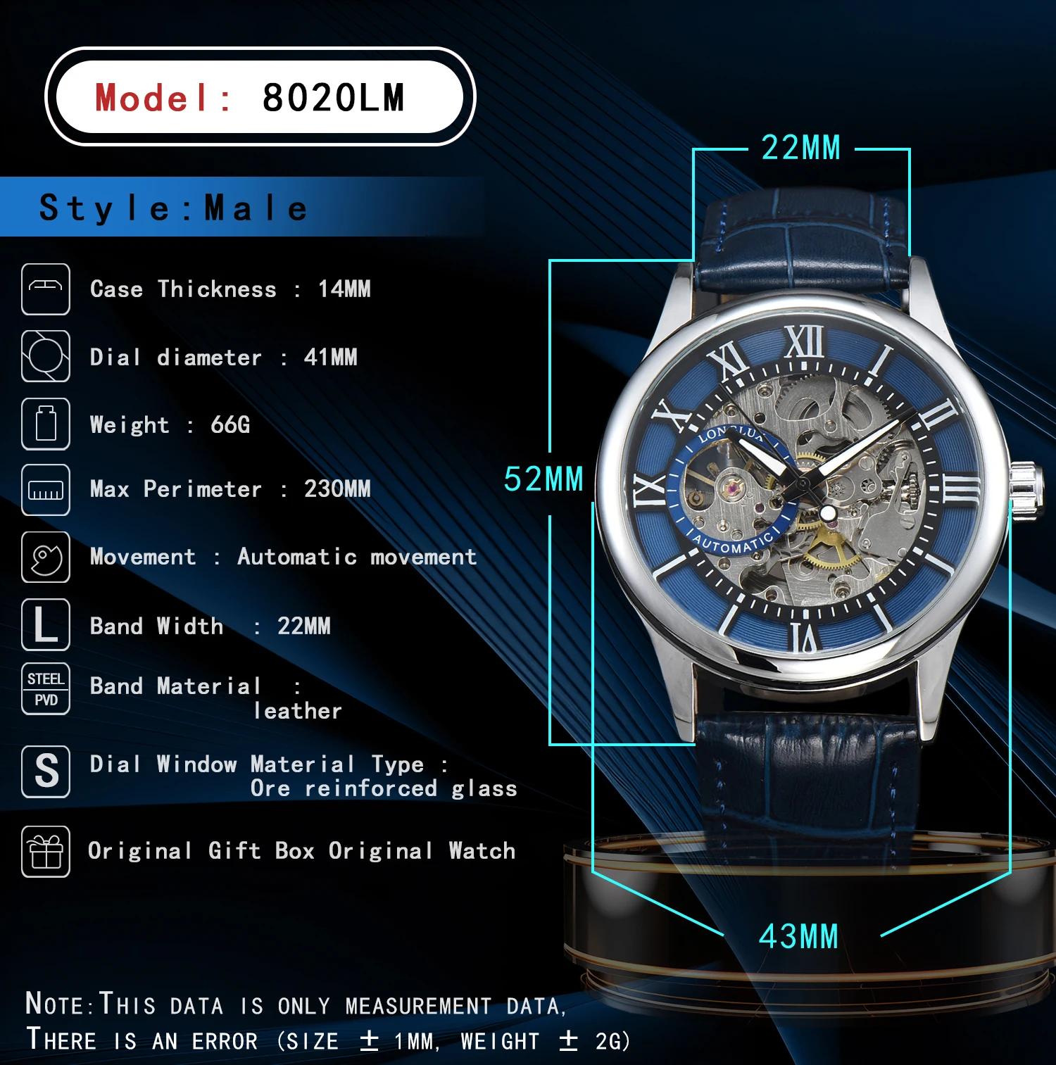 Montre automatique de luxe pour hommes, montres mécaniques rome, squelette étanche, cuir noctilucent