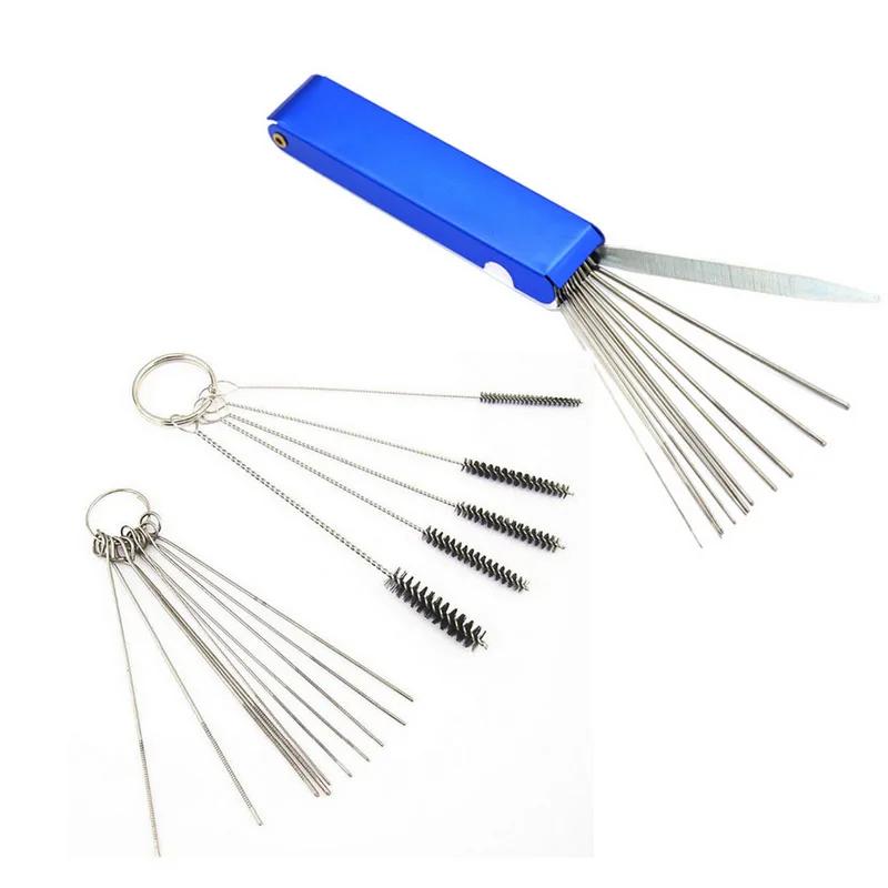 Outil de nettoyage de carburateur, Jet de saleté en carbone, brosses, aiguilles pour voiture, moto, 