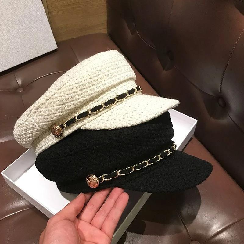 Béret de Style britannique pour femmes, casquette à bec de canard, casquette plate octogonale tendan