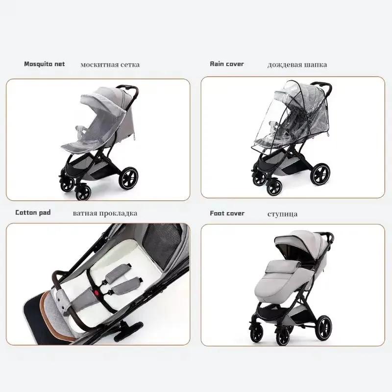 Poussette bébé ultra-légère, haute, portable, pour nouveau-né, avec amortisseurs, pour les 0-4 ans