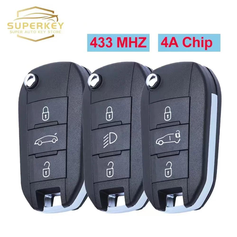 SUPERKEY 4A puce rabattable clé de voiture pliante à distance 433 MHZ HU83 VA2 lame pour Peugeot 308